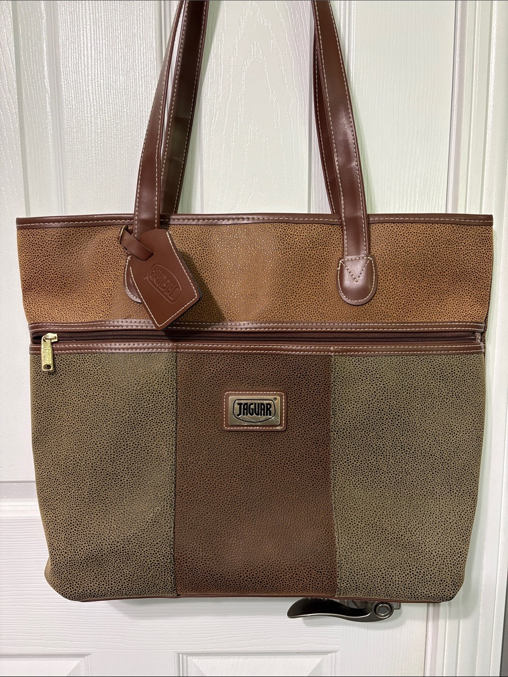 Jaguar Brown Two-Tone Travel Tote